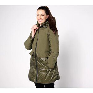 LOGO by Lori Goldstein Water Resistant Jacket With Hood Size XL Grape Leaf NEW